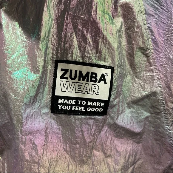 Zumba High Neck Futuristic Crop Pullover jacket Size Large - Picture 5 of 7